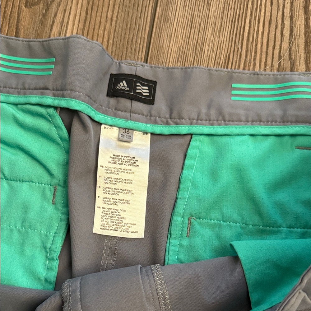 adidas Men's Light Gray Performance Flat-Front Shorts 36 - Picture 2 of 5